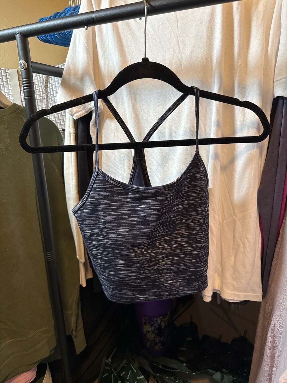 Aerie OFFLINE The Hugger Recharge Least Support Sports Bra in Space Dye Navy